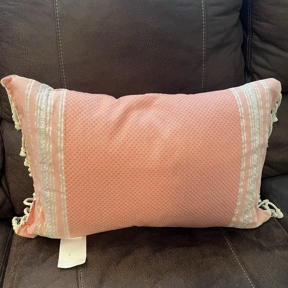 Devi Designs Throw Pillow Feather Filled Cotton Cover Nautical‎ Coral Beachy